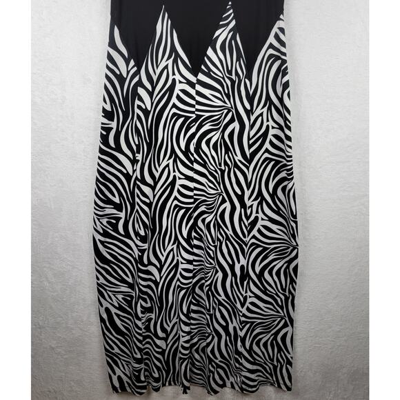 Whimsigoth XL Maxi Sun Dress Knit Pullover Sleeveless Black White Zebra Animal - Picture 3 of 9